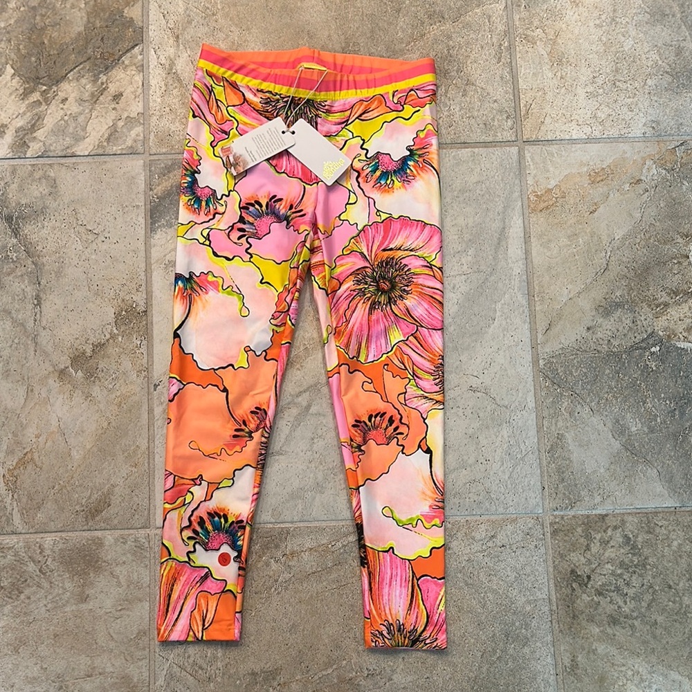 Agua Bendita Pink and Orange Floral Leggings